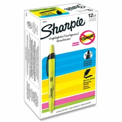 Sharpie Retractable Highlighters, Fluorescent Yellow, Pack Of 12