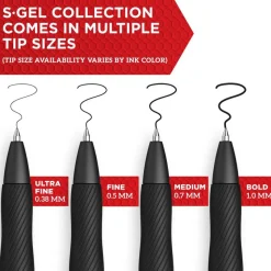 Sharpie S Gel Pens, Medium Point, 0.7 mm, Black Barrel, Assorted Ink, Pack Of 8 Pens