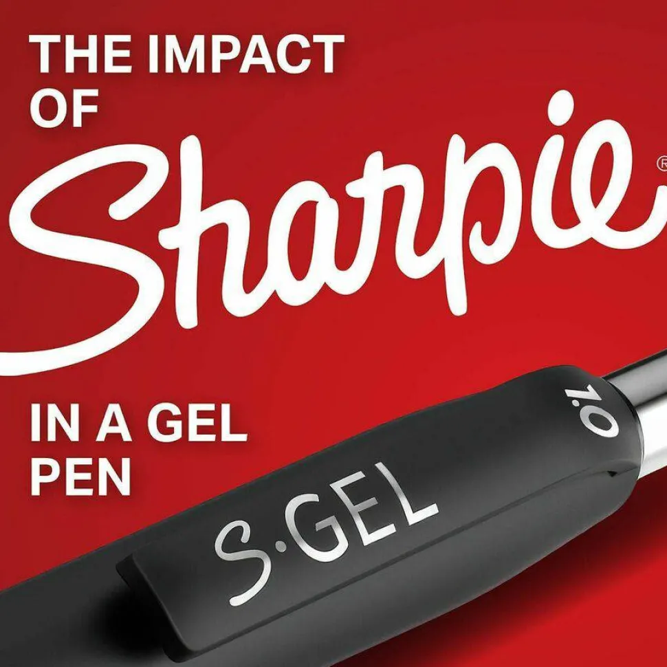 Sharpie S Gel Pens, Medium Point, 0.7 mm, Black Barrel, Assorted Ink, Pack Of 8 Pens