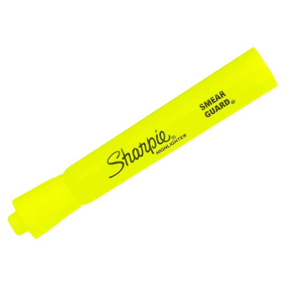 Sharpie Tank Highlighters, Chisel Tip, Fluorescent Yellow, 12 Count