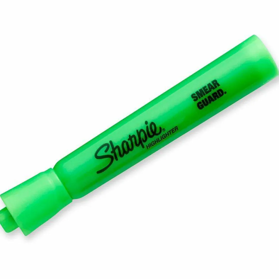 Sharpie Tank Style Highlighters, Fluorescent Green Ink, Chisel Tip, Green Barrel, Dozen