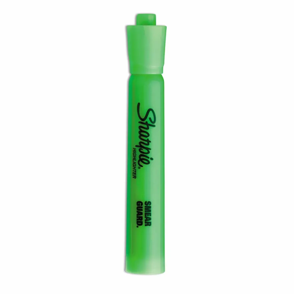 Sharpie Tank Style Highlighters, Fluorescent Green Ink, Chisel Tip, Green Barrel, Dozen
