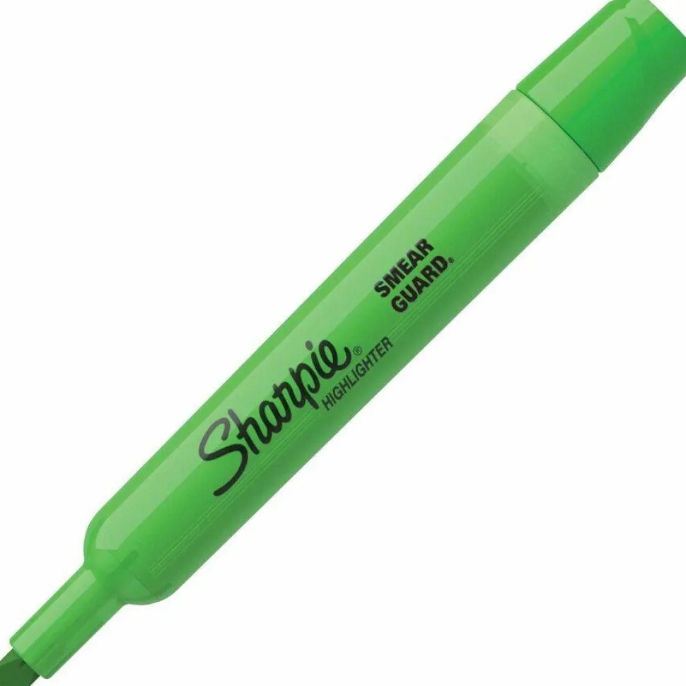 Sharpie Tank Style Highlighters, Fluorescent Green Ink, Chisel Tip, Green Barrel, Dozen