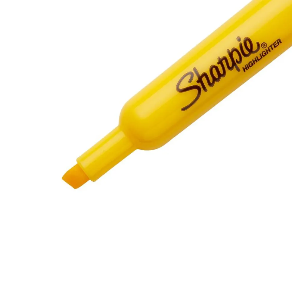 Sharpie Tank Style Highlighters, Chisel Tip, Yellow, Box of 12