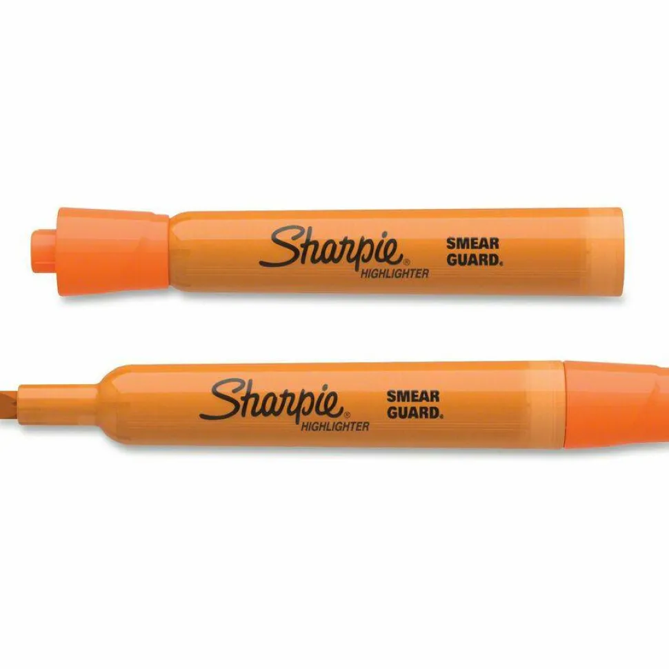 Sharpie Tank Style Highlighters, Orange Ink, Chisel Tip, Orange Barrel, Dozen