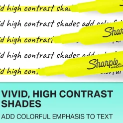 Sharpie Tank-Style Highlighters, Fluorescent Yellow, Pack Of 4