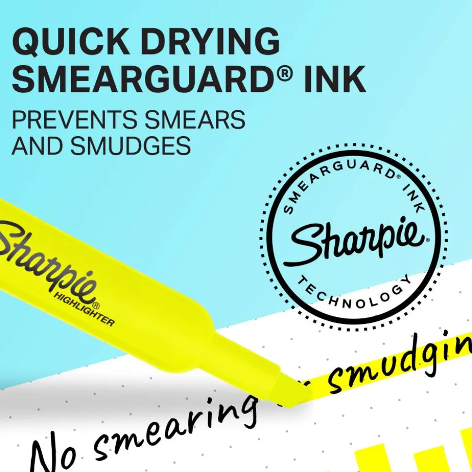 Sharpie Tank-Style Highlighters, Fluorescent Yellow, Pack Of 4