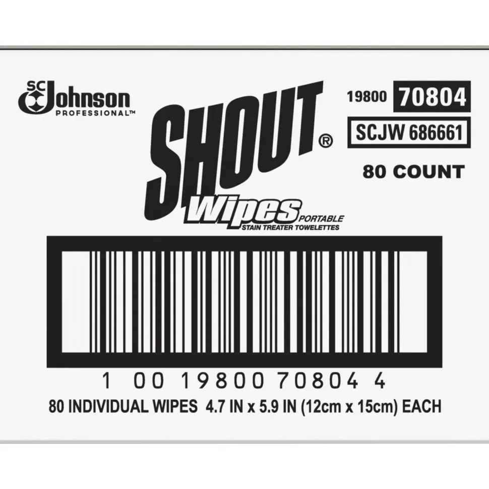 Shout Wipe & Go Instant Stain Treatment Wipes, Box Of 80