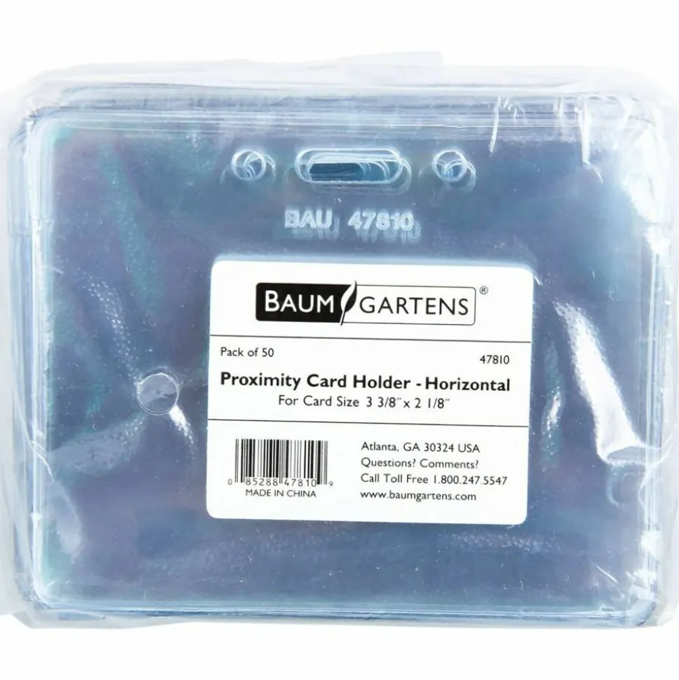 SICURIX Badge Holder - Support 3.50" x 2.37" Media - Horizontal - Vinyl - Clear - 50 / Pack