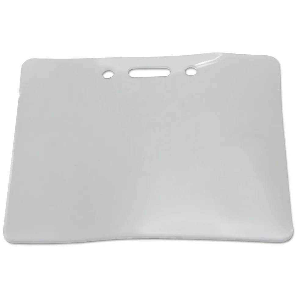 SICURIX Badge Holder - Support 3.50" x 2.37" Media - Horizontal - Vinyl - Clear - 50 / Pack