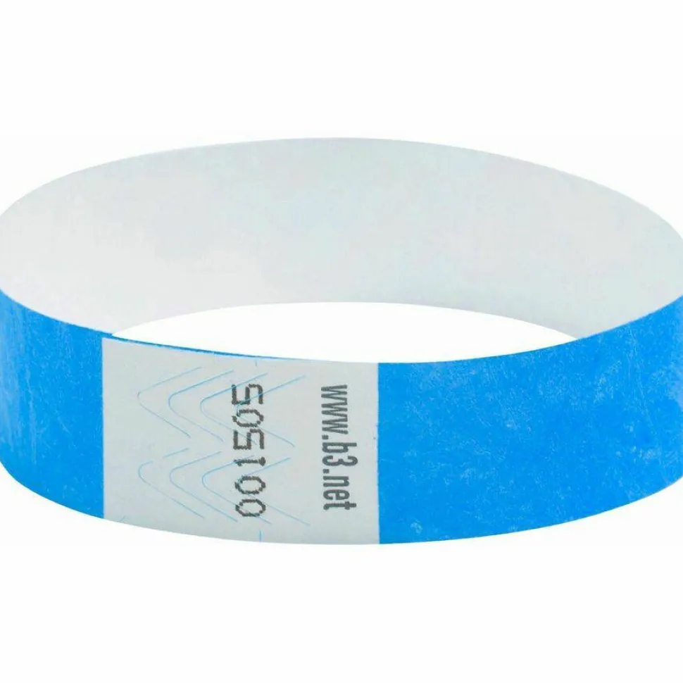 SICURIX Security Wristbands, Sequentially Numbered, 10" x 0.75", Blue, 100/Pack
