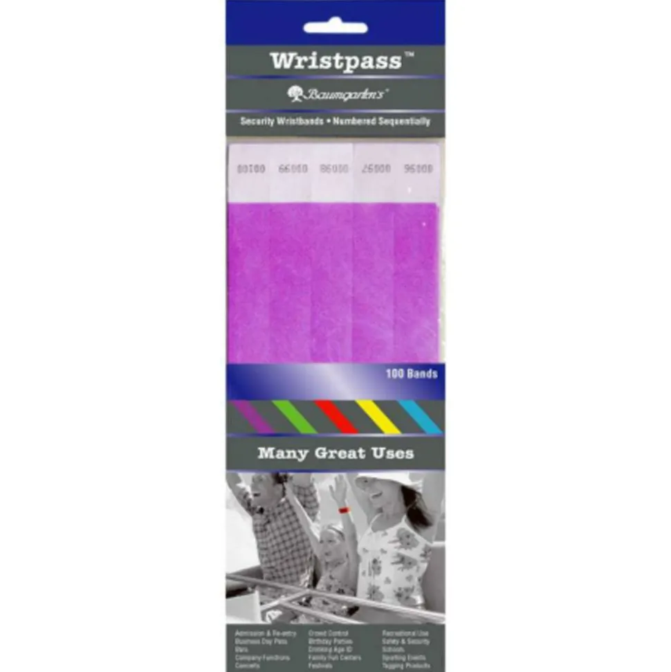 Sicurix Standard Dupont Tyvek Security Wristbands, 10" x 13/16", Purple, Pack Of 100