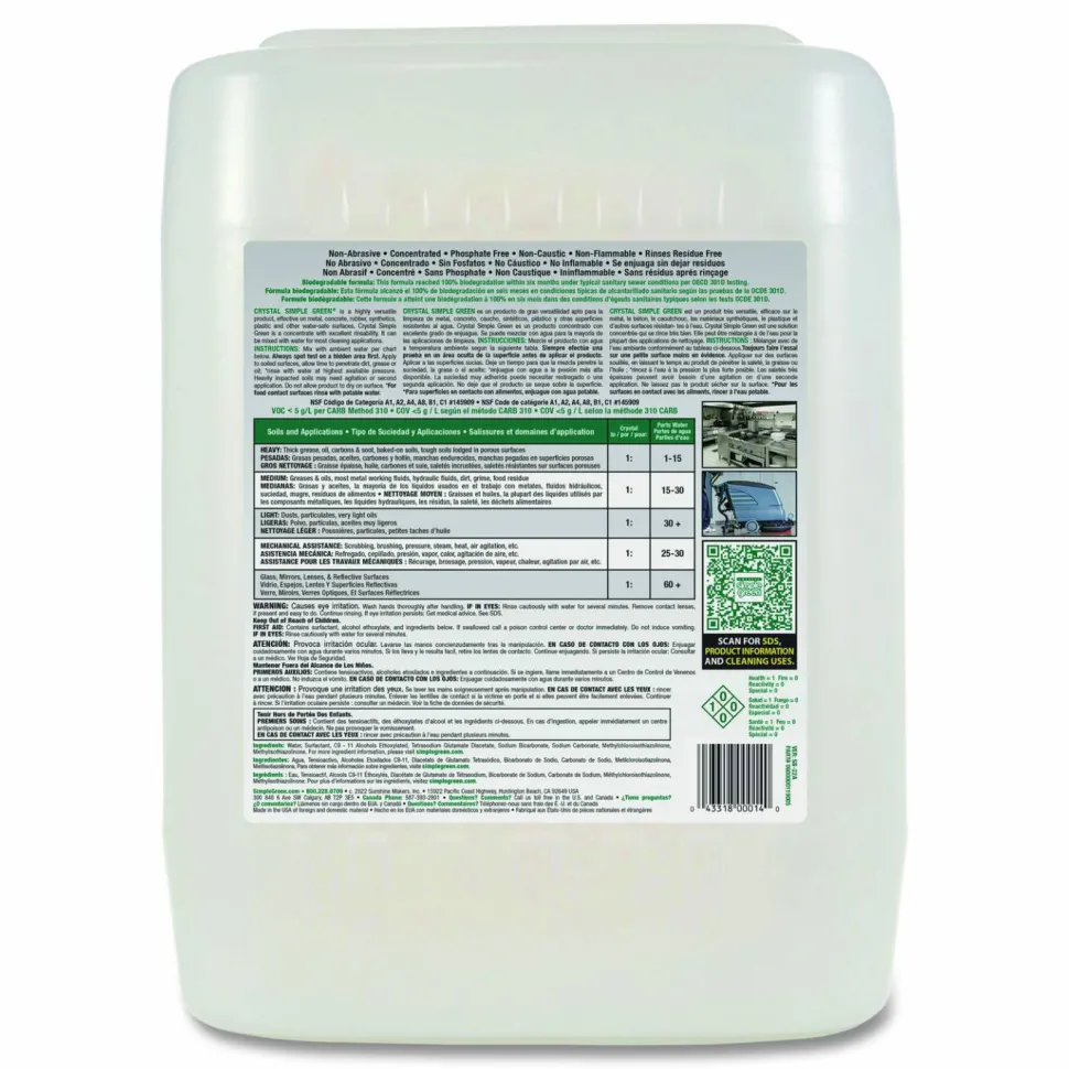 Simple Green Crystal Industrial Cleaner/Degreaser, 5 gal Pail