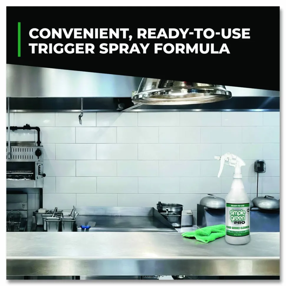 Simple Green Pro Food Service Cleaner Ready-To-Use, 32 oz Spray Bottle, 12/Carton