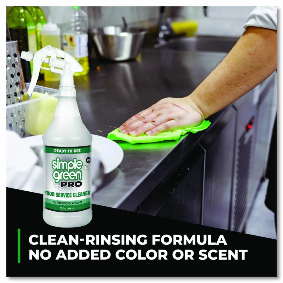 Simple Green Pro Food Service Cleaner Ready-To-Use, 32 oz Spray Bottle, 12/Carton