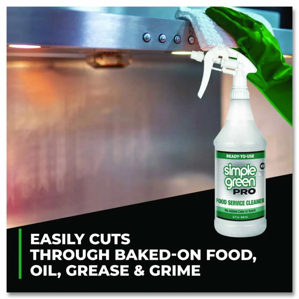 Simple Green Pro Food Service Cleaner Ready-To-Use, 32 oz Spray Bottle, 12/Carton
