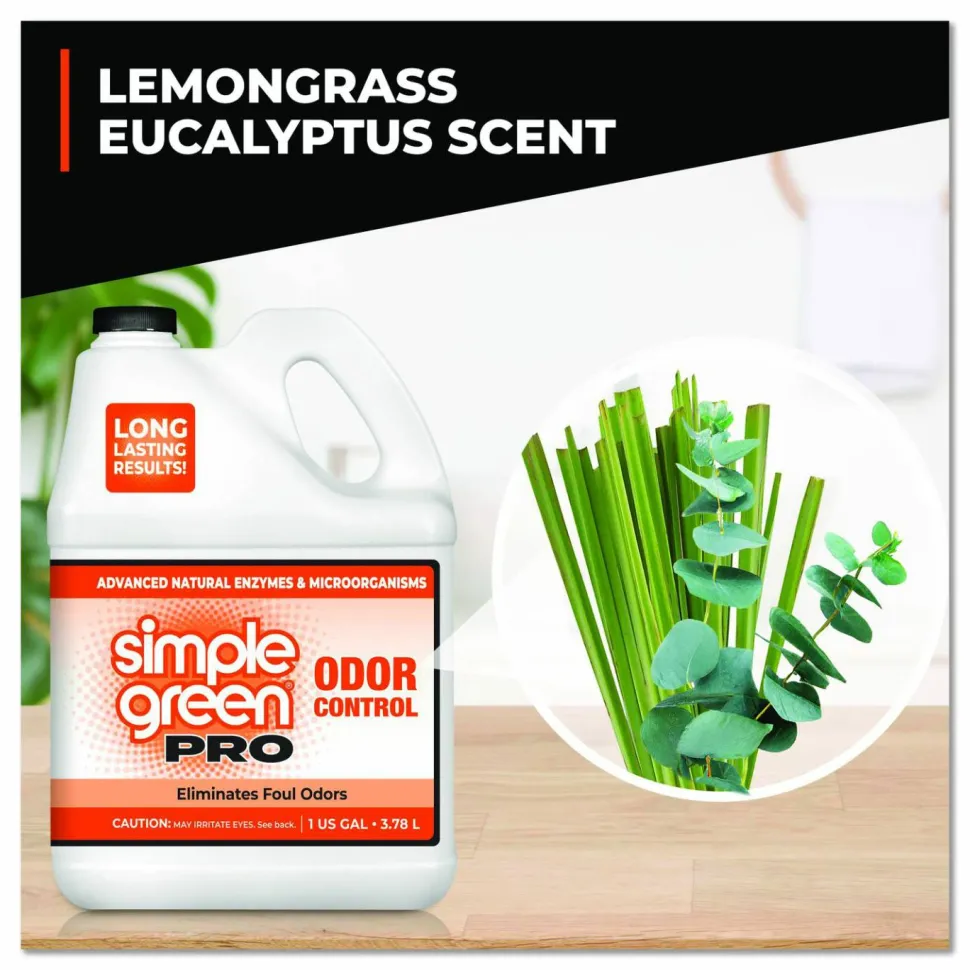 Simple Green Pro Odor Control, Lemongrass Eucalyptus, 1 gal Bottle, 4/Carton