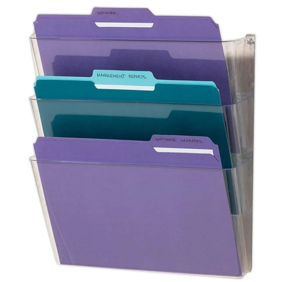 Single Wall Pockets, Letter Size, Clear, Pack Of 3