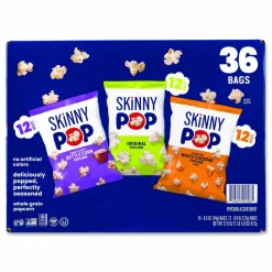 SkinnyPop Popcorn Variety Snack Pack, 0.5 oz Bag, 36 Bags/Carton