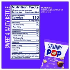 SkinnyPop Popcorn Variety Snack Pack, 0.5 oz Bag, 36 Bags/Carton