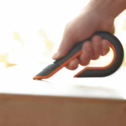 slice Box Cutters, Double Sided, Replaceable, 1.29" Carbon Steel Blade, 7" Nylon Handle, Gray/Orange