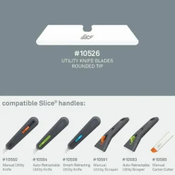Slice Rounded Tip Ceramic Utility Blades - 2.60" - Non-conductive, Non-magnetic, Rust Resistant, Reversible, No - SLI10526