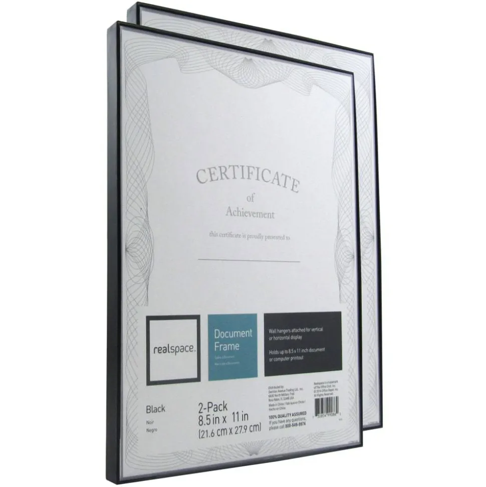 Slimline Document Frames, 8-1/2" x 11", Black, Pack Of 2 Frames