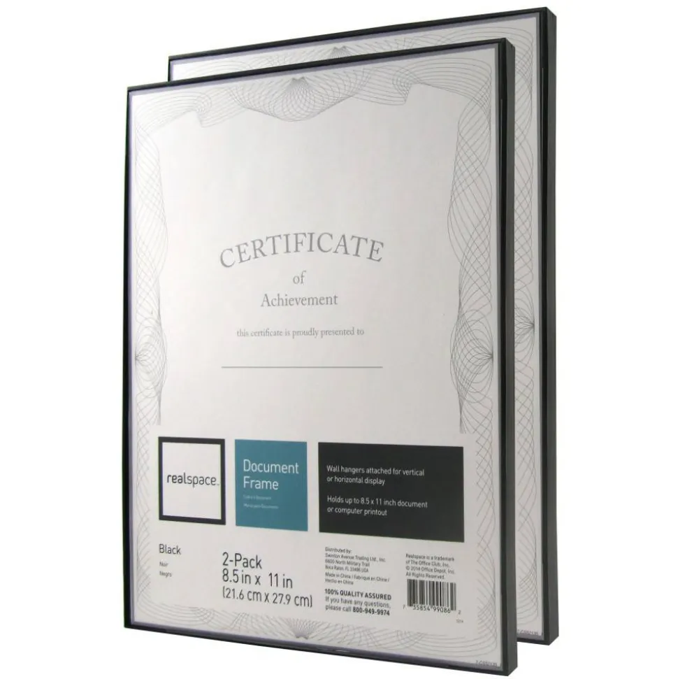 Slimline Document Frames, 8-1/2" x 11", Black, Pack Of 2 Frames