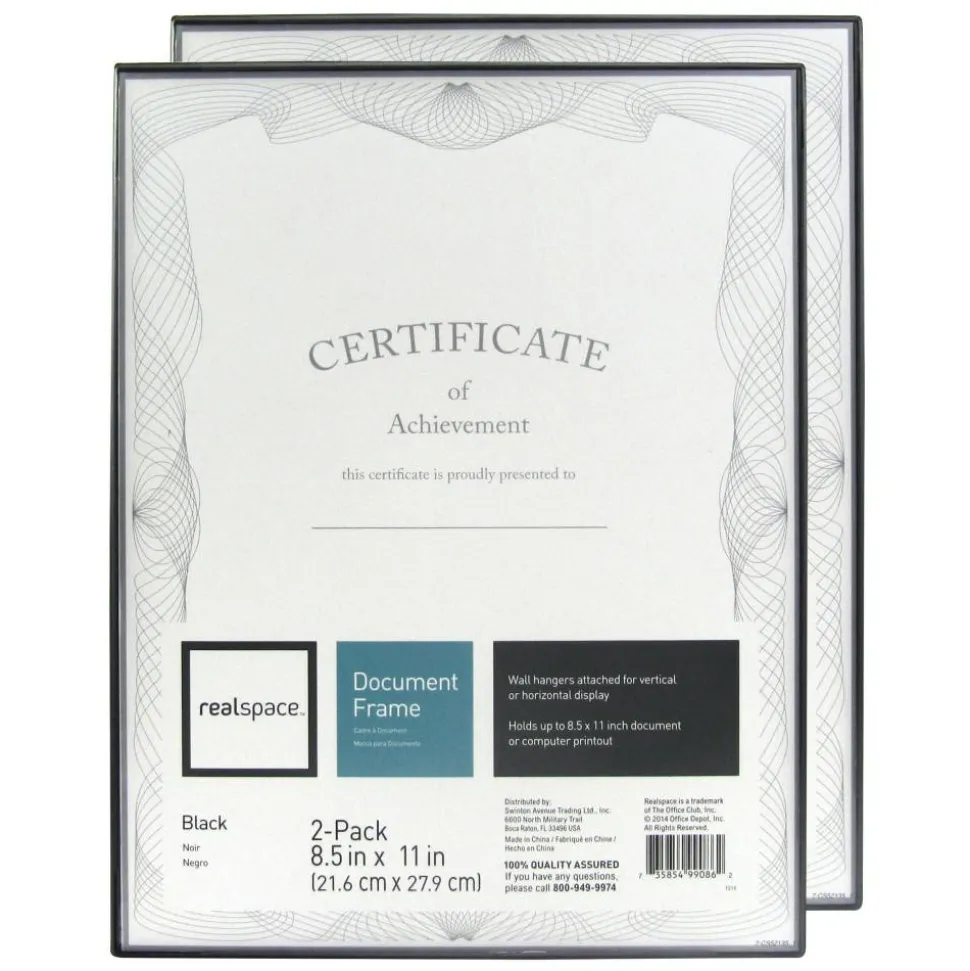 Slimline Document Frames, 8-1/2" x 11", Black, Pack Of 2 Frames