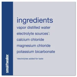 smartwater Vapor-Distilled Water, Unflavored, 33.8 oz Bottle, 15/Carton