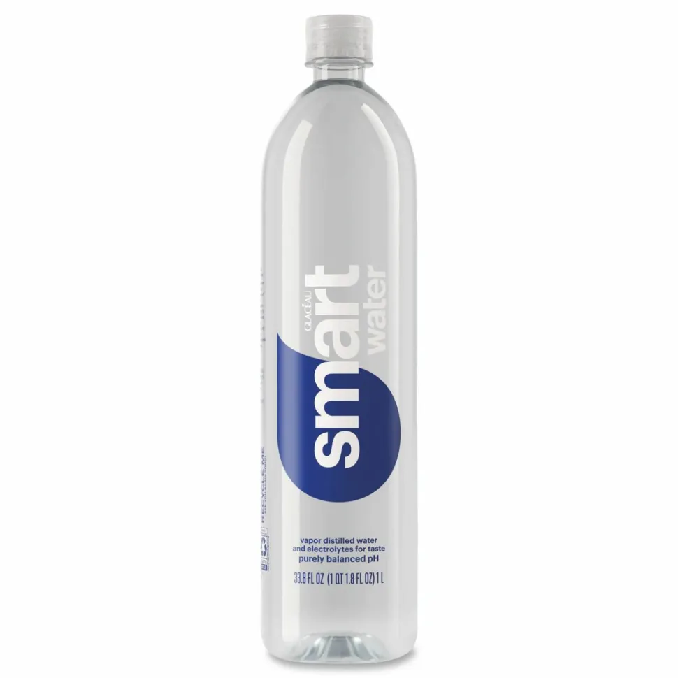 smartwater Vapor-Distilled Water, Unflavored, 33.8 oz Bottle, 15/Carton