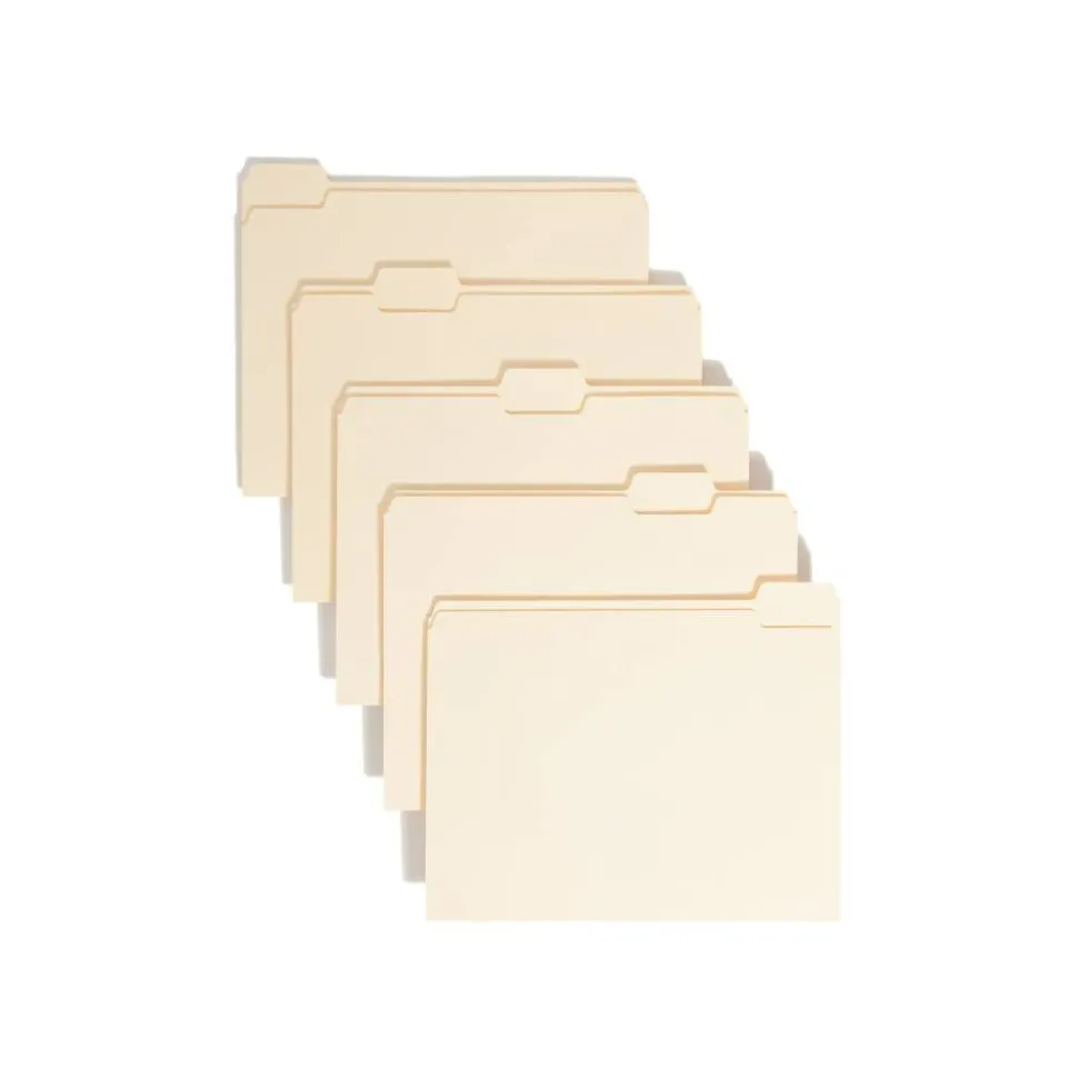 Smead File Folders, Letter Size, 1/5 Cut, Manila, Pack Of 100