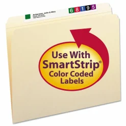 Smead Reinforced Tab Manila File Folders, Letter Size, Straight Cut, Box Of 100