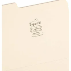 Smead SuperTab Heavyweight File Folders, Letter Size, 1/3 Cut, Manila, Box Of 50