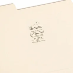 Smead SuperTab Heavyweight File Folders, Letter Size, 1/3 Cut, Manila, Box Of 50