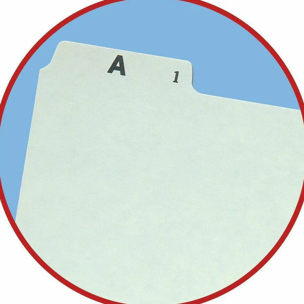 Smead A-Z Pressboard File Guides, 1/5 Cut, Letter Size, 100% Recycled, Green, Set Of 25