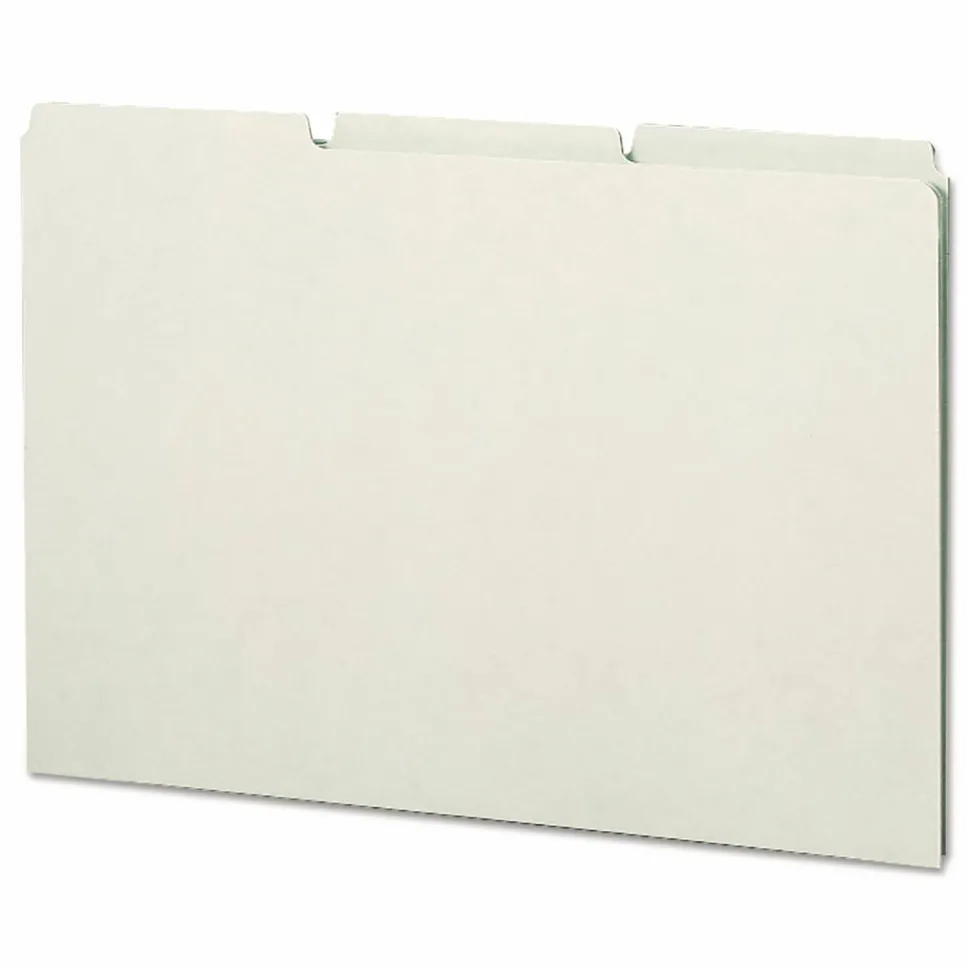 Smead Blank Pressboard File Guides, Legal Size, 100% Recycled, Gray/Green, Box Of 50
