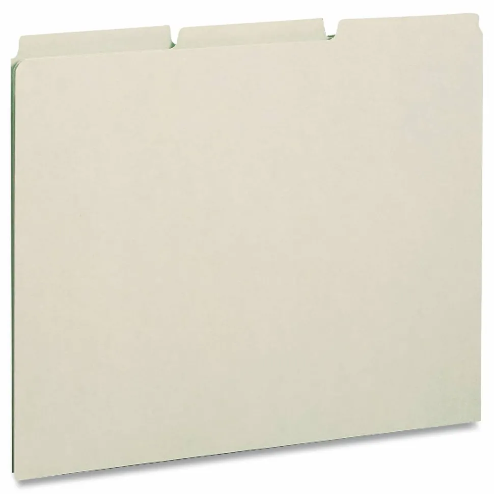 Smead Blank Pressboard File Guides, Legal Size, 100% Recycled, Gray/Green, Box Of 50