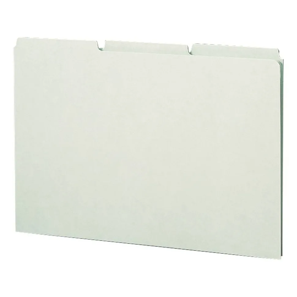 Smead Blank Pressboard File Guides, Legal Size, 100% Recycled, Gray/Green, Box Of 50