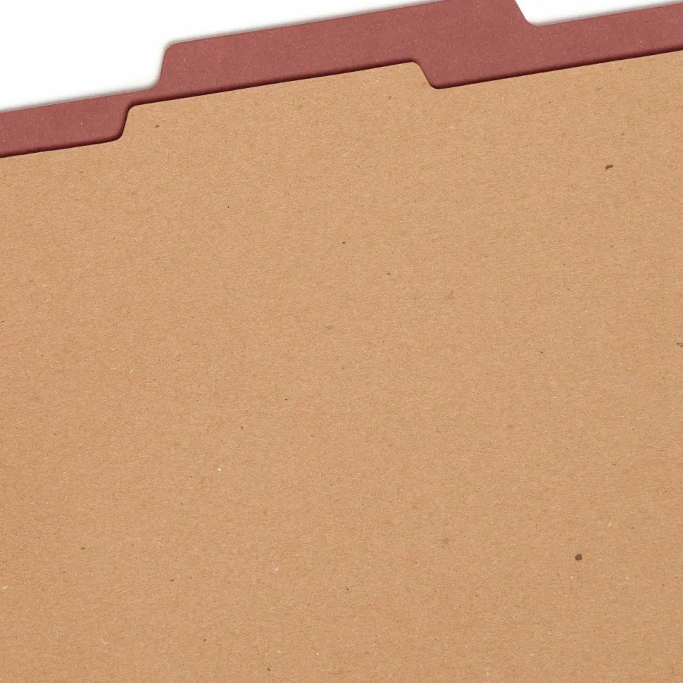 Smead Classification Folders, Pressboard With SafeSHIELD Fasteners, 1 Divider, 2" Expansion, Legal Size, 60% Recycled, Red, Box Of 10