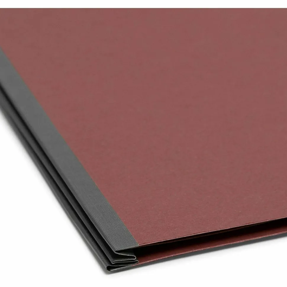 Smead Classification Folders, Pressboard With SafeSHIELD Fasteners, 1 Divider, 2" Expansion, Legal Size, 60% Recycled, Red, Box Of 10