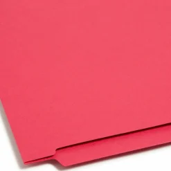 Smead Color End-Tab Folders With Fasteners, Straight Cut, Letter Size, Red, Pack Of 50