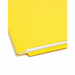 Smead Color End-Tab Folders With Fasteners, Straight Cut, Letter Size, Yellow, Pack Of 50