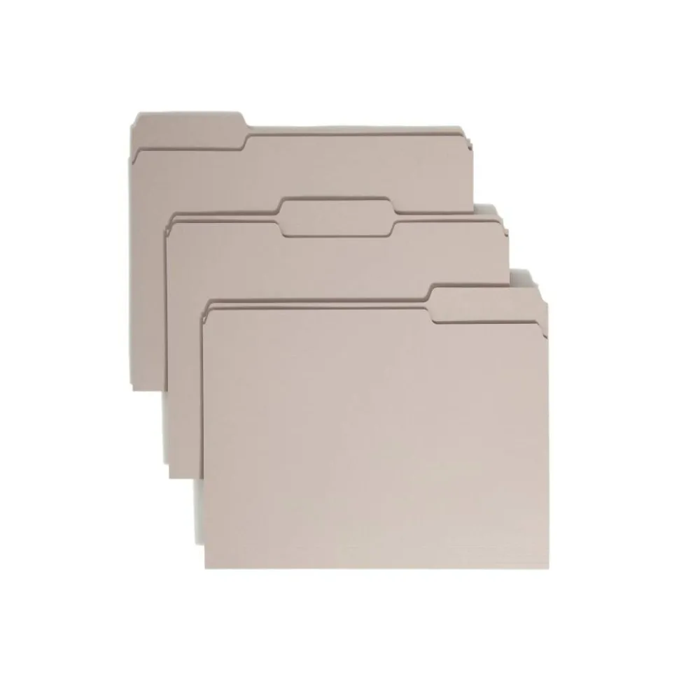 Smead Color File Folders, Letter Size, 1/3 Cut, Gray, Box Of 100