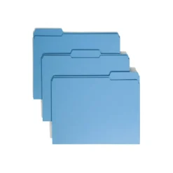 Smead Color File Folders, With Reinforced Tabs, Letter Size, 1/3 Cut, Blue, Box Of 100