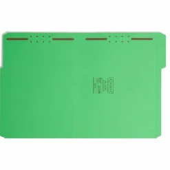 Smead Color Reinforced Tab Fastener Folders, Letter Size, 1/3 Cut, Green, Pack Of 50