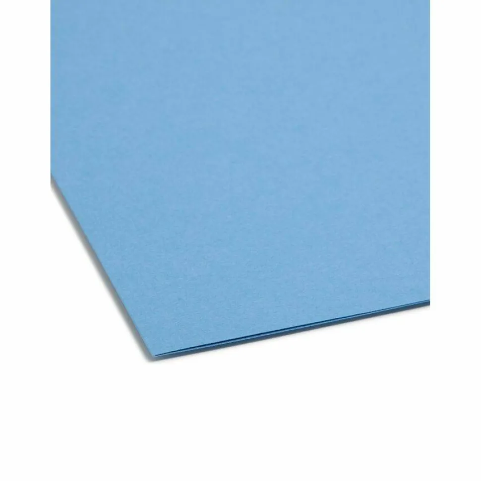 Smead Color Reinforced Tab Fastener Folders, Letter Size, 1/3 Cut, Blue, Pack Of 50 (12040)