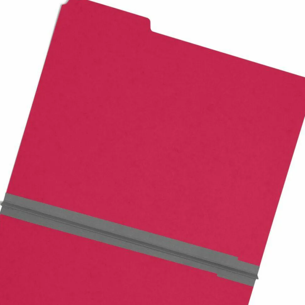 Smead 1/3-Cut Color Pressboard Tab Folders, Letter Size, 50% Recycled, Bright Red, Box Of 25
