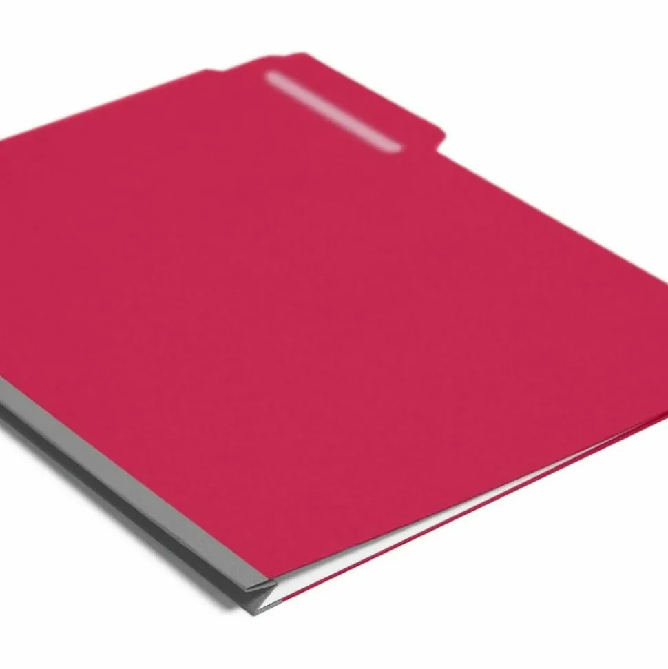 Smead 1/3-Cut Color Pressboard Tab Folders, Letter Size, 50% Recycled, Bright Red, Box Of 25