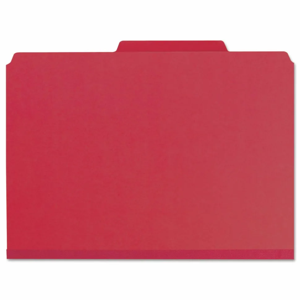 Smead 1/3-Cut Color Pressboard Tab Folders, Letter Size, 50% Recycled, Bright Red, Box Of 25